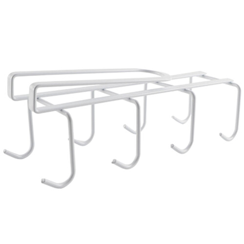 2Pcs White Iron Mug Hangers Under Cabinet Space-Saving Cup Organizer 2
