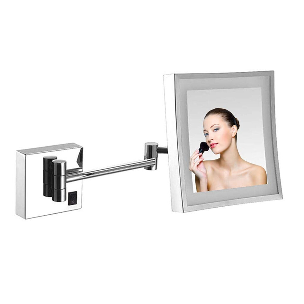 Lighted Makeup Mirror LED Wall Mounted 3X Magnification 360 Swivel Nickel Finish