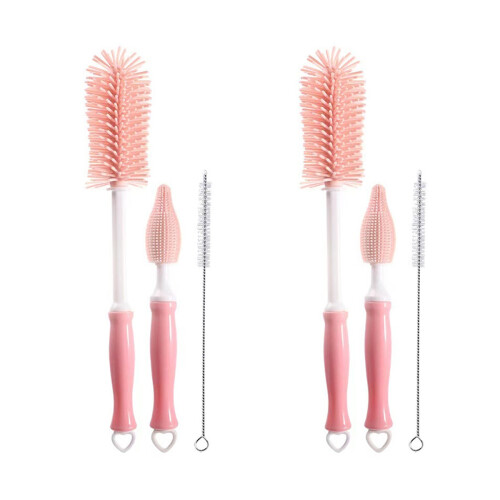 2Ensembles Brosse Silicone Rose Pour Tétine Multi-Usage 1