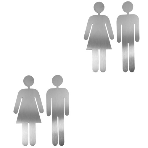 2Paires Plaques Identification Toilette Argent Usage Public 2