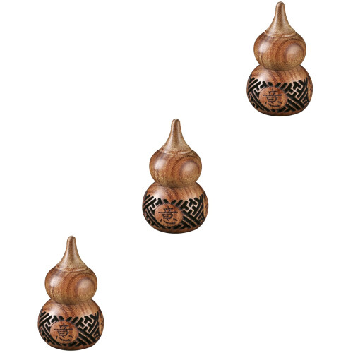 3Pièces Sachets Bois Sculpés Gourd Diffuseurs Perles Aromatiques 2