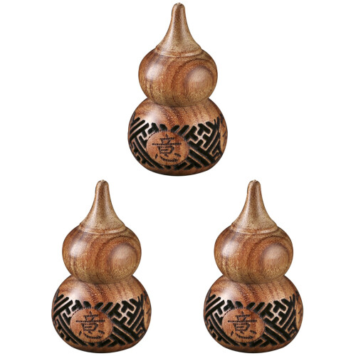 3Pièces Sachets Bois Sculpés Gourd Diffuseurs Perles Aromatiques 1