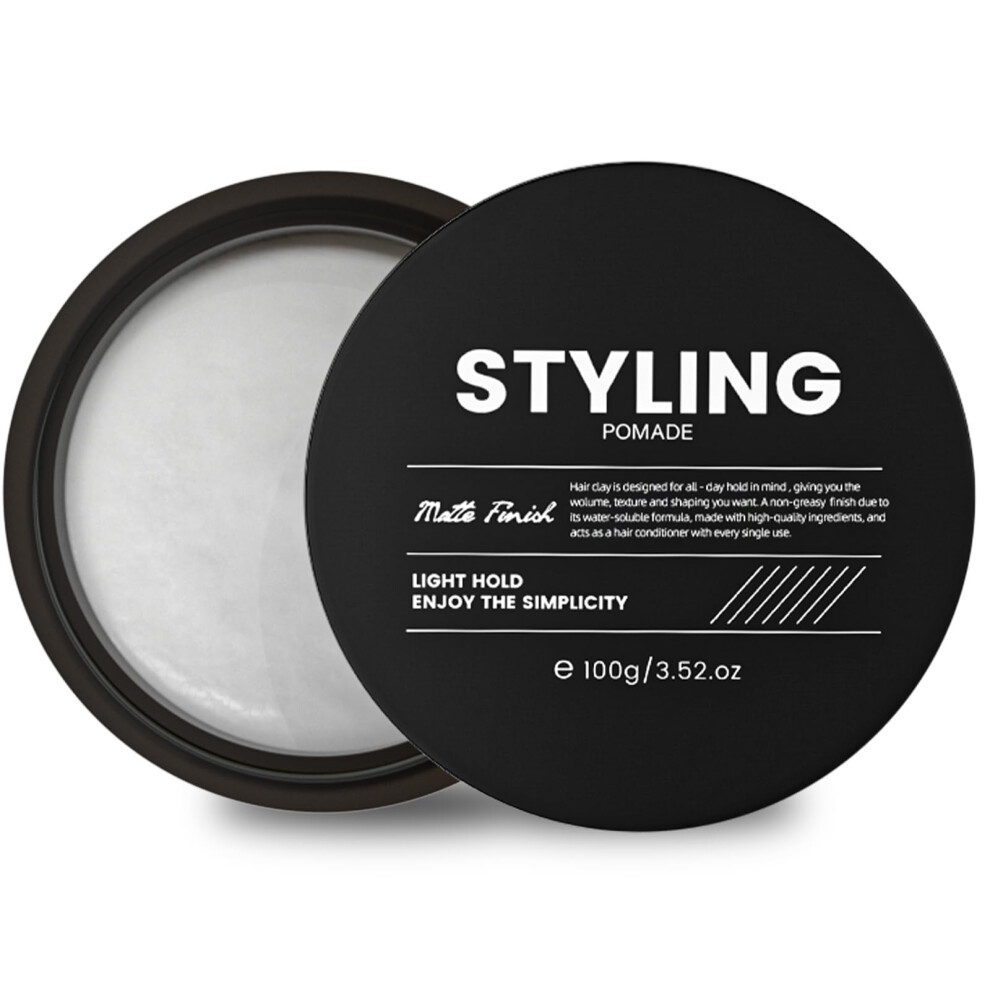Men's Strong Hold Matte Hair Pomade, Low Shine, WaterBased, AllDay Styling, 3.52oz