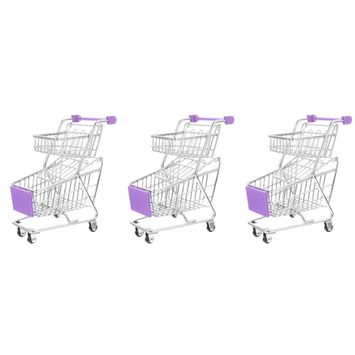 3Pièces Chariot Supermarché Jouet Violet Double Couche Résistant 2