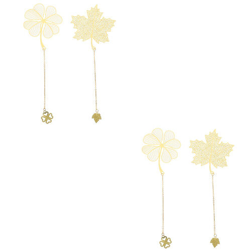 4Pcs Exquisite Metal Page Markers Leaf Design Decorative Bookmarks 2