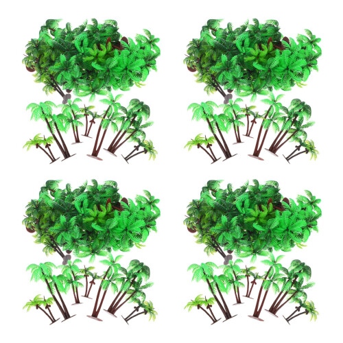 124Pcs Green Plastic Mini Coconut Palm Trees Decorative Models 2