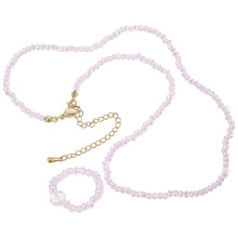 2Sets Trendy Lavender Beaded Necklace and Ring Set Durable Lightweight