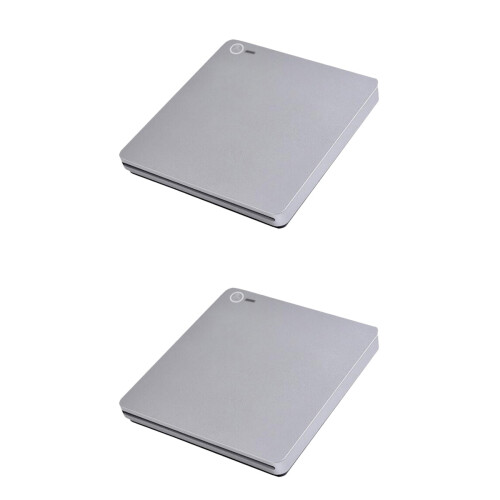 2Sets Lightweight Silver USB Cd Burner Multifunctional External Drive 2