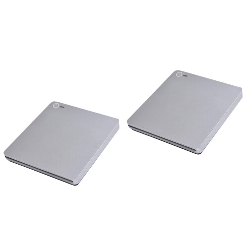 2Sets Lightweight Silver USB Cd Burner Multifunctional External Drive 1