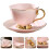 2Pcs Red Ceramic Drink Cup with Saucer Stylish Mug 10