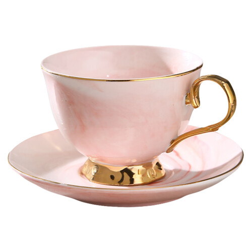 2Pcs Red Ceramic Drink Cup with Saucer Stylish Mug