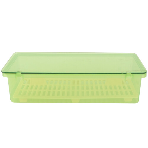 2Pcs Plastic Chopsticks Container Drain Tableware Storage Box Green