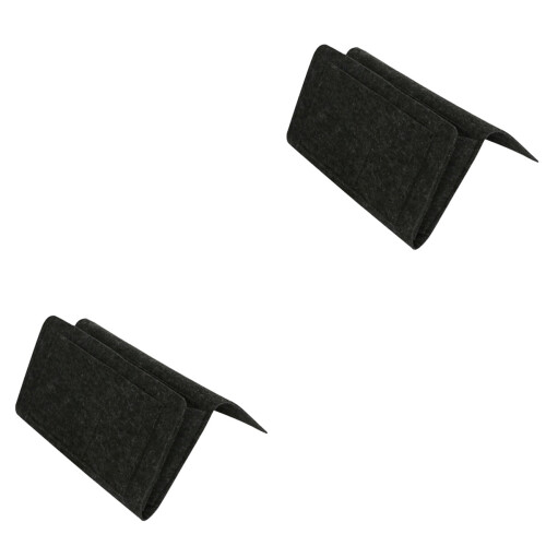2Pcs Black Bedside Pocket Organizer Hanging Storage Bag for Nightstand 2