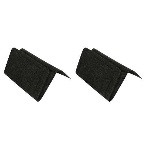 2Pcs Black Bedside Pocket Organizer Hanging Storage Bag for Nightstand 1