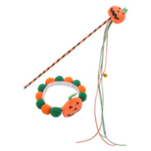 2Sets Multi-Color Plush Cat Collar Halloween Party Pet Necklace