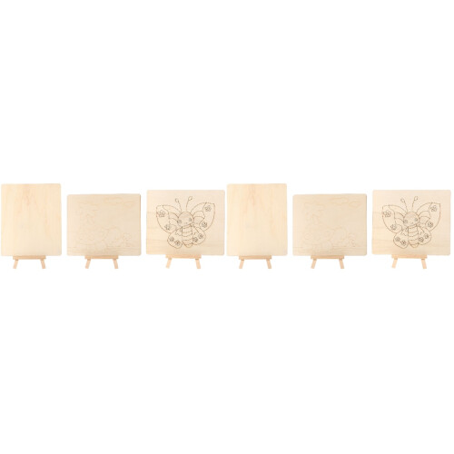 6Sets Multi-Use Beige Kids Painting Boards with Rack for Graffiti Art 1