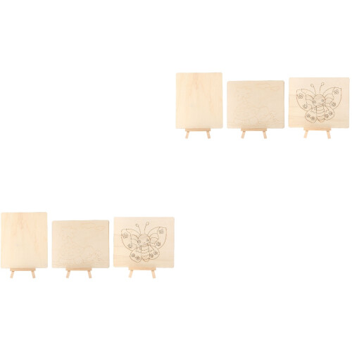 6Sets Multi-Use Beige Kids Painting Boards with Rack for Graffiti Art 2
