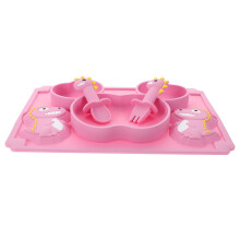 2Sets Baby Silicone Tableware Food Bowl Fork Spoon Set
