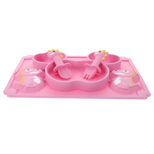 2Sets Baby Silicone Tableware Food Bowl Fork Spoon Set