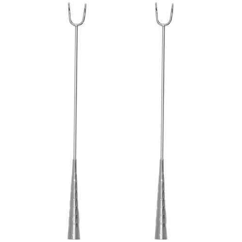 2Pcs Stainless Steel Roasting Meat Hooks Bbq Kitchen Gadget Silver 1