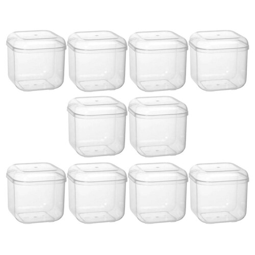 10Pcs Transparent Square Biscuit Boxes Plastic Storage