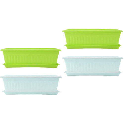 4Sets Durable Plastic Vegetable Growing Pots Rectangular Home Planters 2