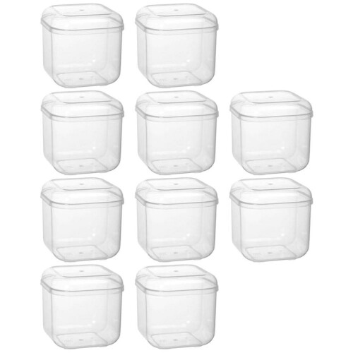 10Pcs Transparent Square Biscuit Boxes Plastic Storage 1