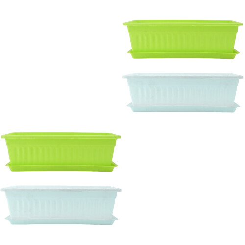 4Sets Durable Plastic Vegetable Growing Pots Rectangular Home Planters 1