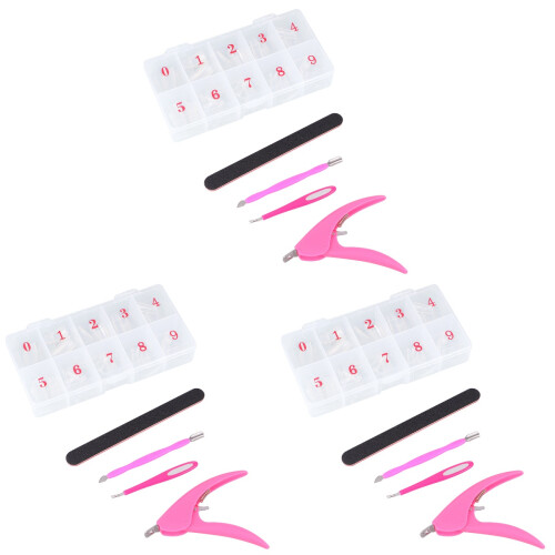 3Pcs Tools Nails Manicure Kits Durable Metal Plastic Assorted Colors 2