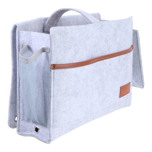 2Pcs Grey Felt Caddy Bedside Organizer Hanging Storage Bag 2