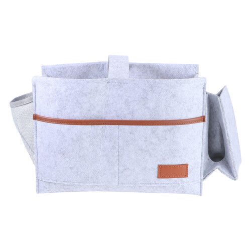 2Pcs Grey Felt Caddy Bedside Organizer Hanging Storage Bag