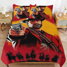 (200CM X 200CM) Red Dead Redemption Comforter Set 3 Pieces Quilt Cover Set Soft Bedding Sets for All Seasons
