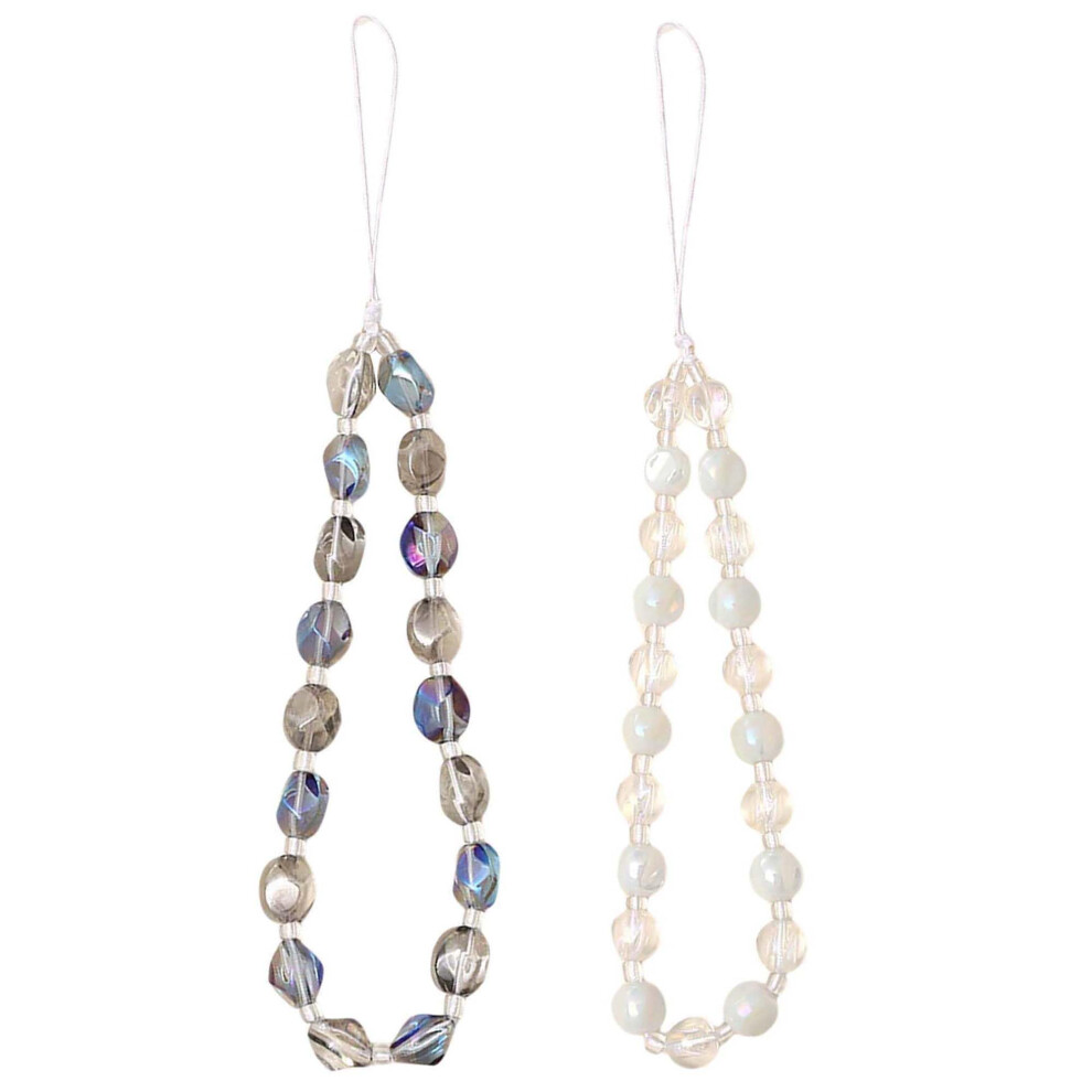 2Pcs Crystal Beads Phone Charm, Cute Beaded Phone Strap With Easy Clip, Elegant Keychain Accessory For Bag Or Camera 9099447336668