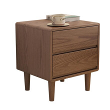 Solid Wood Bedside Table with 2 Drawers, Farmhouse Nightstand with Storage and Rustic Finish, Natural