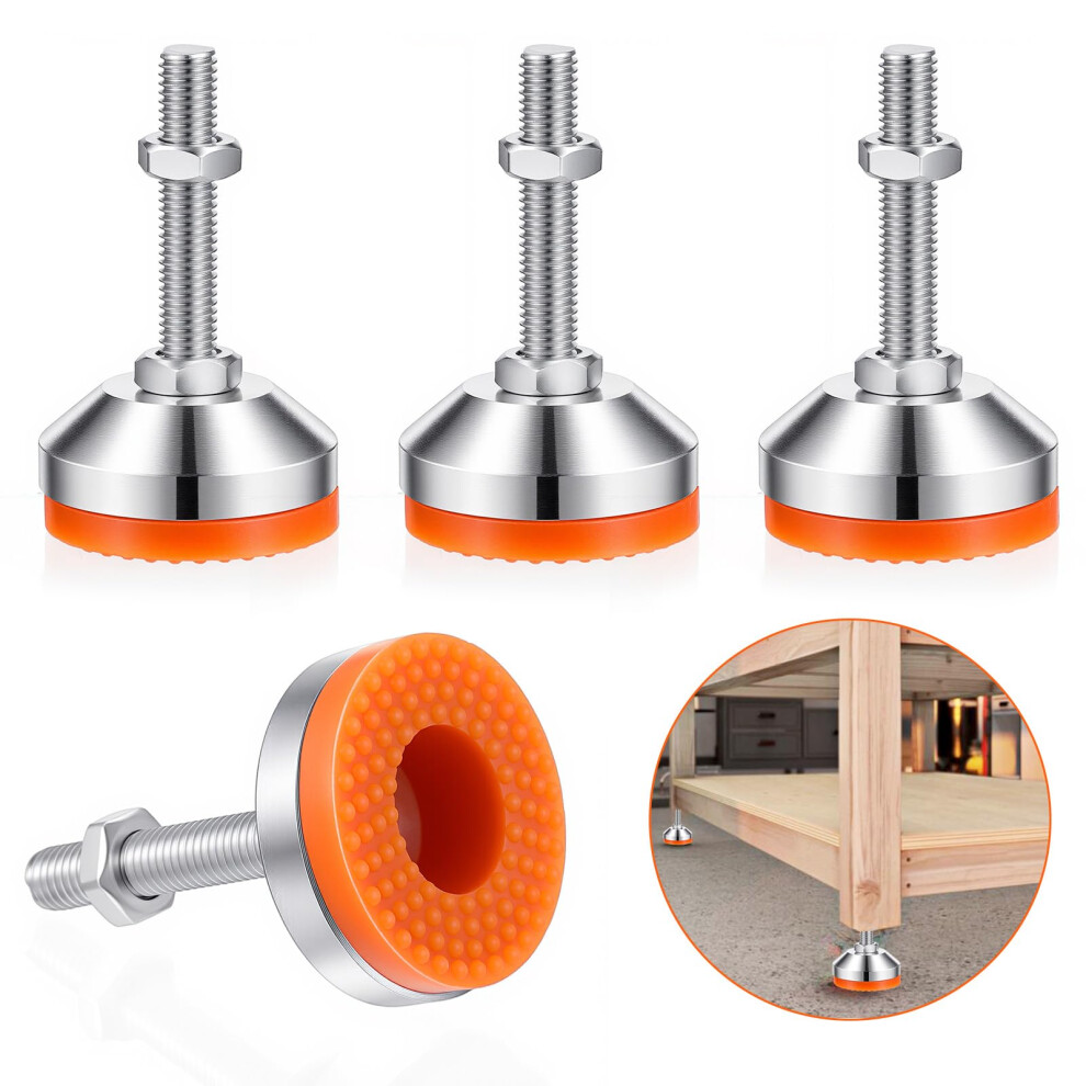 4 Pcs Heavy Duty Leveling Feet M12 Thread 1000Lbs Load Antivibration Rubber Base For Furniture Workbench 9070919782602