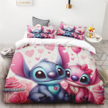 (135CM X 200CM) Stitch and Lilo Love Rose Ice Cream Pattern Soft and Comfortable