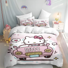(135CM X 200CM) Sanrio Quilt Cover Cartoon Duvet Hello Kitty Cute Printing Ful Pink Home Children Bedding, Custom Made, Various Sizes Set