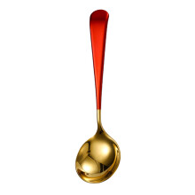 2Pcs Stainless Steel Table Spoons Red Long Handle Serving Spoons