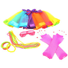 2Ensembles Tenue Tutu Fluide Accessoires Résille Et Perles