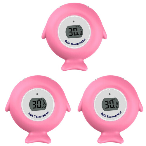 3Pièces Thermomètre Bain Rose LED Température 1