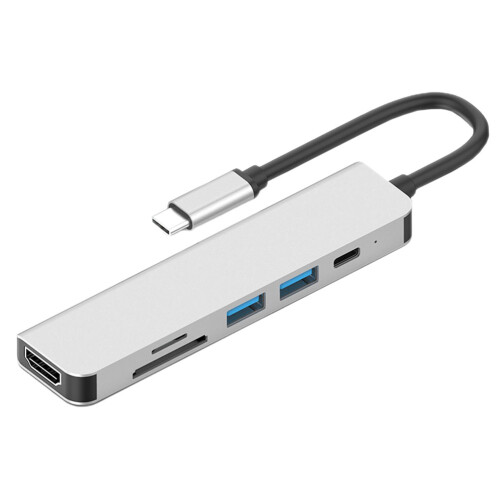 3St Type-C Hub Converter Grijs Voor Laptop TV Projector Interface