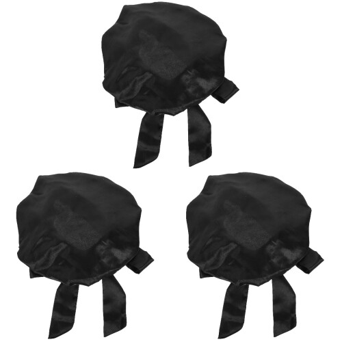 3Pièces Bonnet De Satiné Noir, Et Facile À Transporter 2