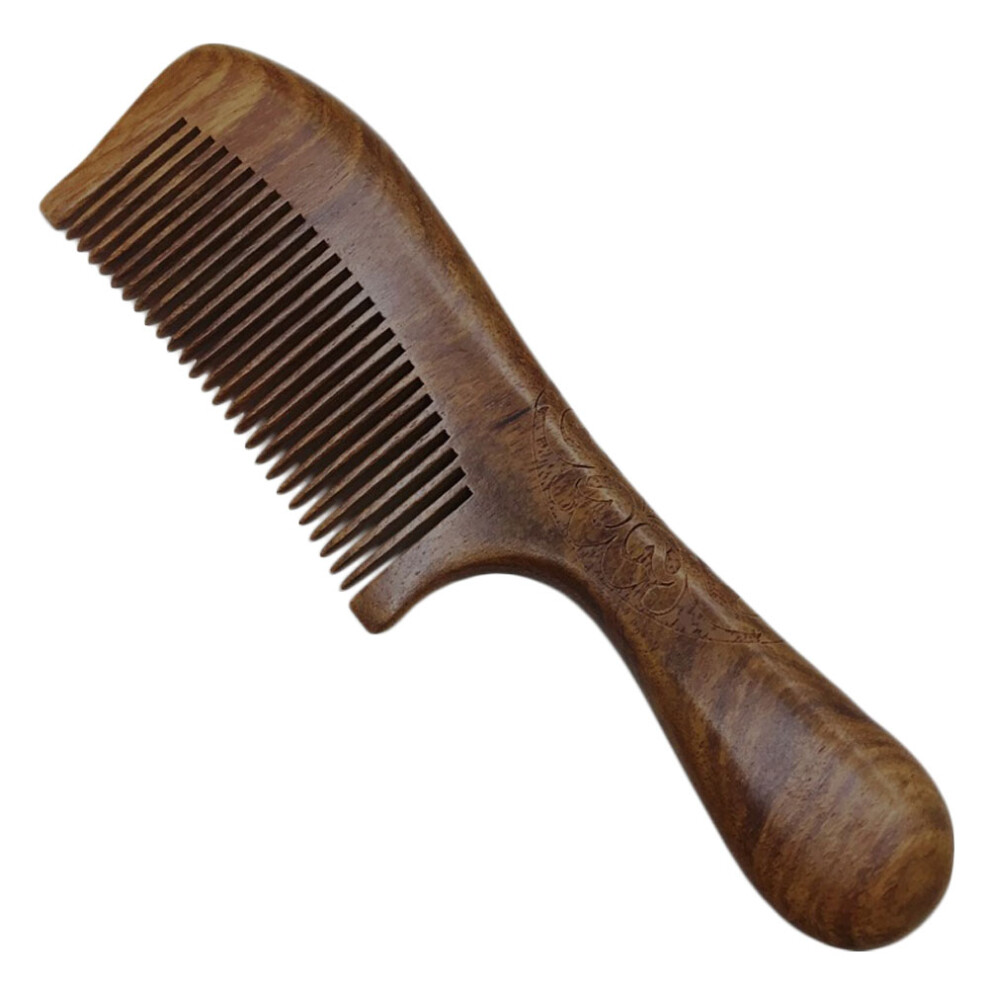 Artibetter 2Pcs Wooden Comb Brown Close Tooth Fine Comb For Home Travel Use