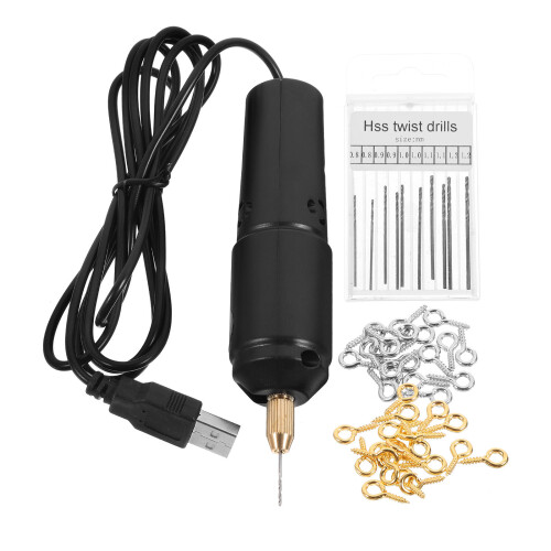 8Sets Mini Handheld USB Electric Drill Practical Portable Tool