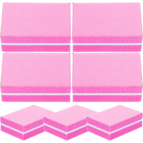 250Pcs Rosy Sponge Nail Buffer Blocks Double Sided for Polishing Nails
