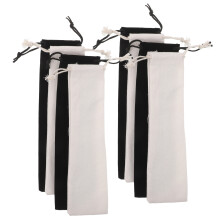 100Pcs Portable Black Cotton Linen Drawstring Bags for Camping Cutlery