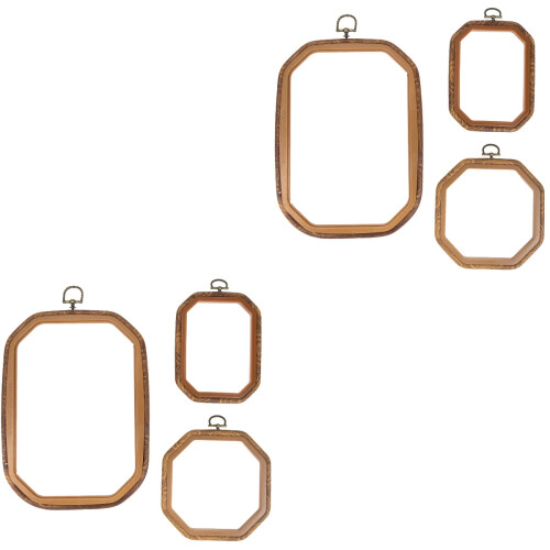 6Pcs Practical DIY Embroidery Hoops Light Brown Plastic Sewing Circles 2