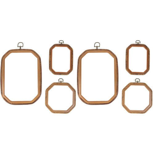 6Pcs Practical DIY Embroidery Hoops Light Brown Plastic Sewing Circles 1