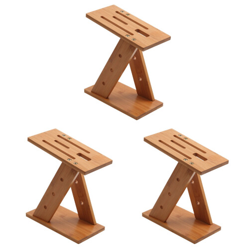 3Pcs Brown Bamboo Rack with Anti-Slip Base for Kitchen Storage 1