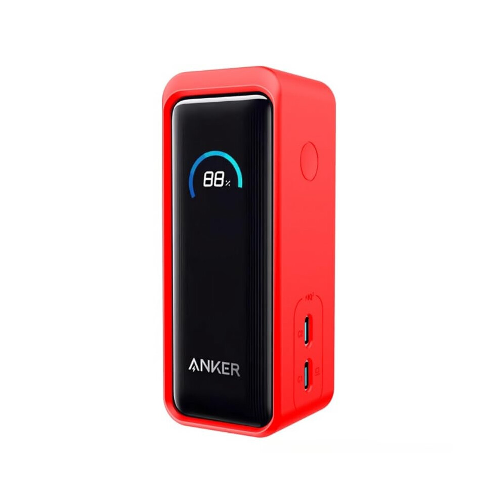 Shockproof Soft Silicone Protective Cover With Hand Strap For Anker Prime 65W Power Bank, Red 9099447337245